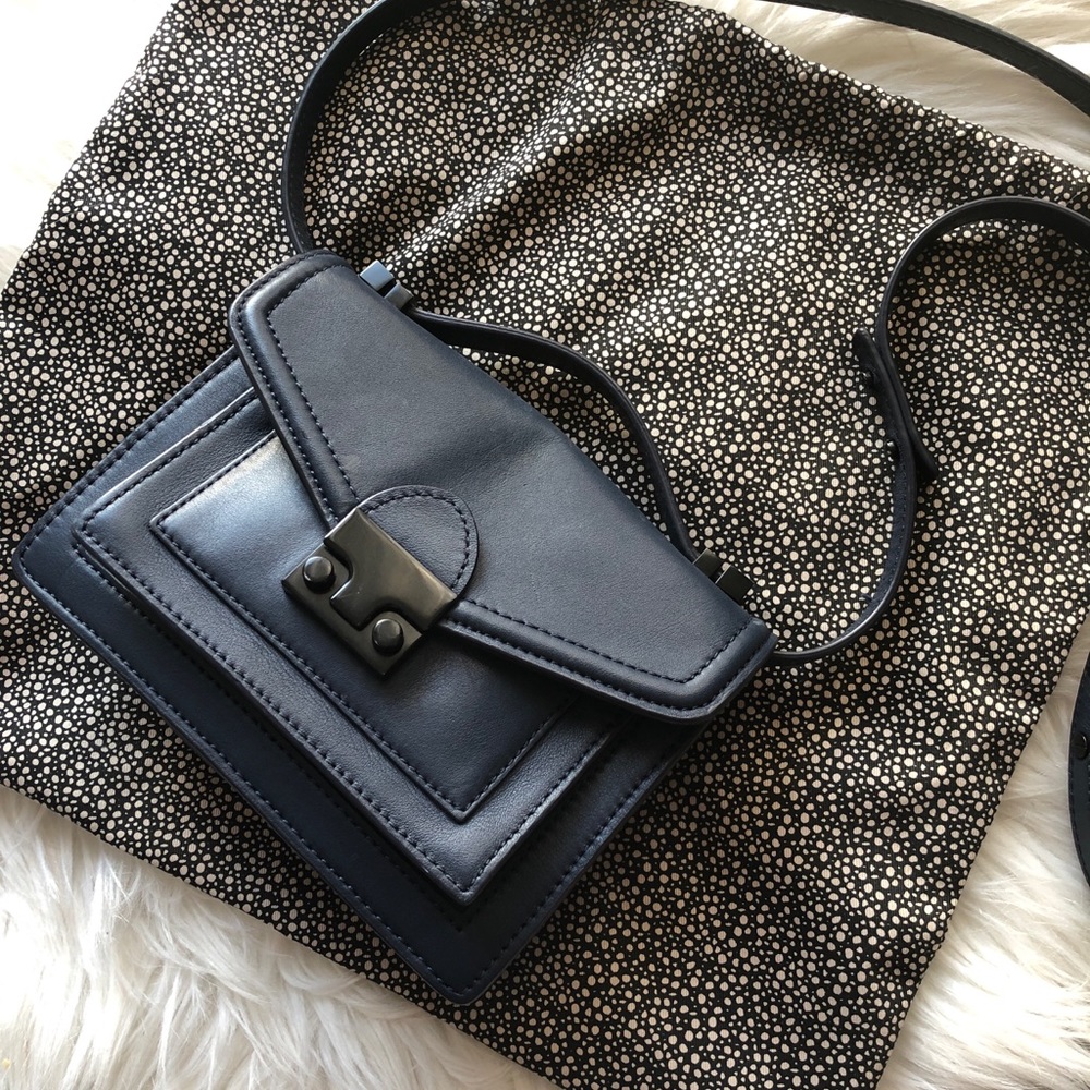 Loeffler Randall navy mini rider crossbody